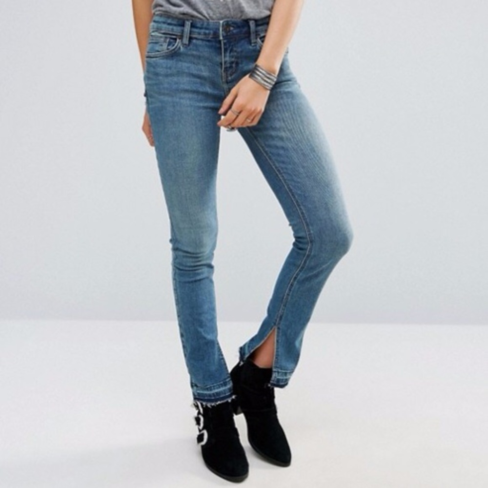 Free People Side Slit Skinny Jeans
